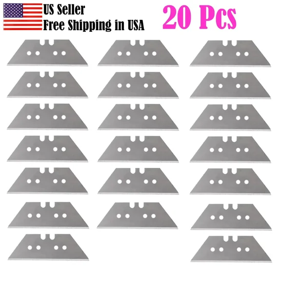 Utility Knife Blades Cutter Replacement Steel Knife Kit Refill (20 Pcs)