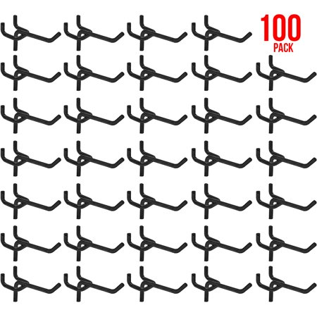 FactorDuty 100 Pack 2 inch Length Steel Black PEG Board Pegboard Shelving Hooks Wholesale Lot 20 lbs PEG Hooks Organizer Tools for Craft Storage Garage Kitchen Tools and More