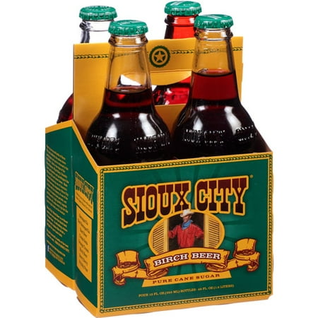 Sioux City Birch Beer Soda, 4 count, 12 fl oz, (Pack of 6)