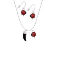 thumbnail image 2 of Delight Jewelry Black Sabre Tooth Red Lucky Ladybug Necklace and Dangle Earrings Set, 2 of 6