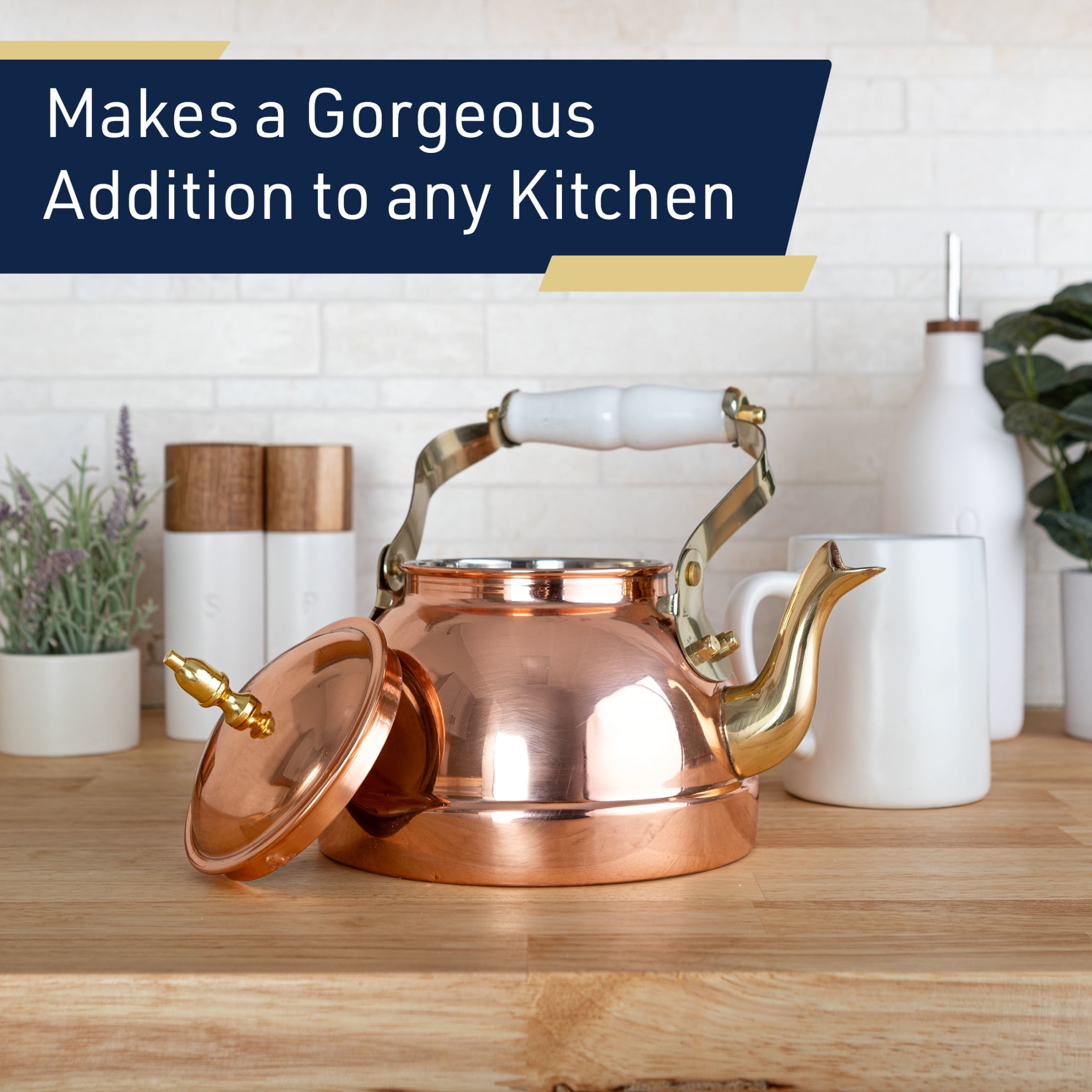 Classic Cuisine Copper Tea Kettle - 7.25 Cups Capacity - Walmart.com