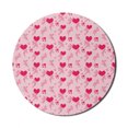 thumbnail image 1 of Love Mouse Pad for Computers, Pattern with Silhouettes of Angel Heart Bird and Calligraphic Text Love Artwork Print, Round Non-Slip Thick Rubber Modern Mousepad, 8" Round, Rose Pink, by Ambesonne, 1 of 2