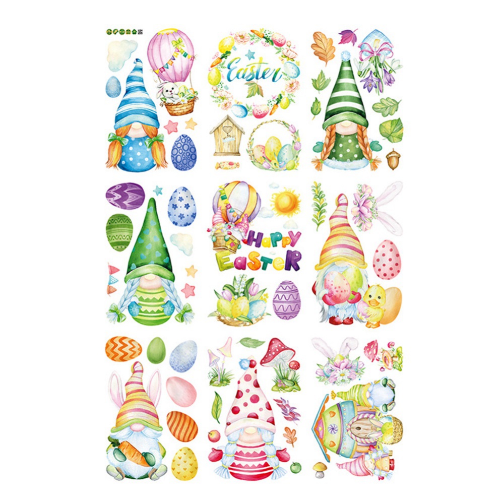1 Set Easter Wall Stickers Window Clings Cartoon Bunny Egg Sticker Room Decorative Decals Kids