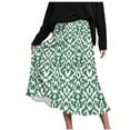 thumbnail image 2 of Summer Maxi Skirts for Women Satin Fashion Boho Long Skirt Trendy Floral High Waist A Line Beach Skirt Vacation Outfit Army Green XXL, 2 of 7