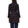 thumbnail image 3 of INSPIRE CHIC Women's Vintage Plaid Pea Coat Long Sleeve Stand Collar Belted Single Breasted S Red Blue, 3 of 6