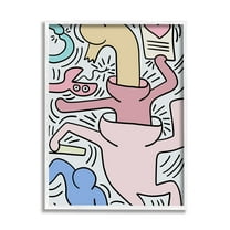 Stupell Industries Contemporary People Patterned Heart Lines Pop Style Framed Wall Art, 16 x 20, Design by Ros Ruseva