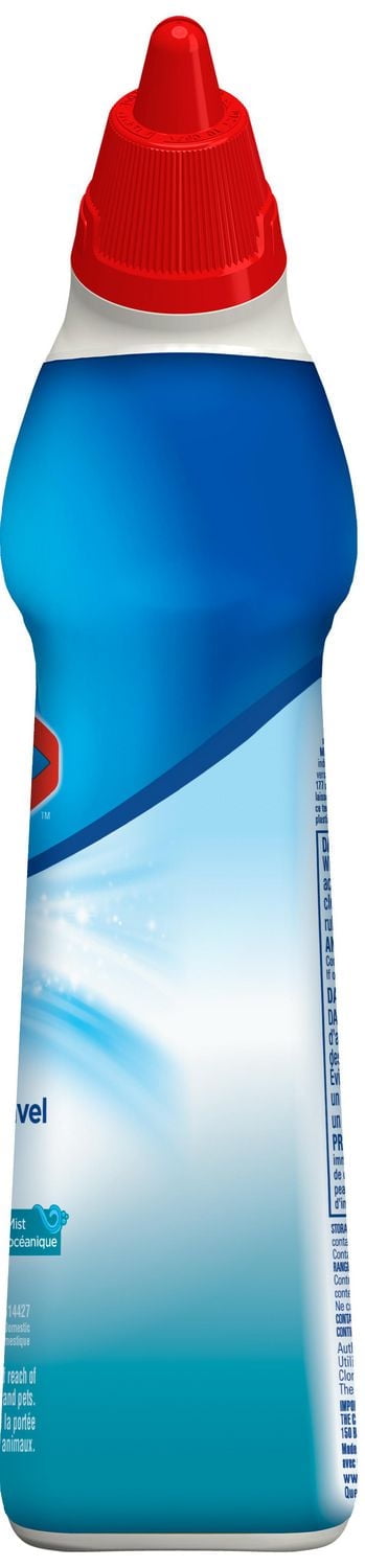 Clorox Toilet Bowl Cleaner, Clinging Gel with Bleach, Ocean Mist Scent, 709 mL, For a sparkling clean toilet