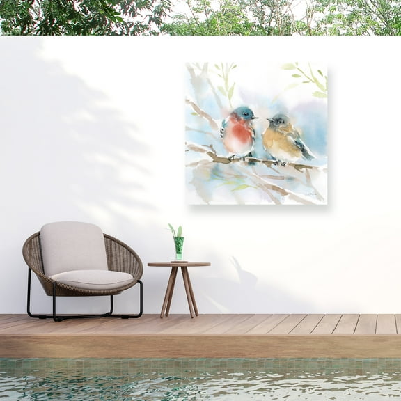 Katrina Pete 'Bluebird Pair in Spring' Outdoor Canvas 14x16
