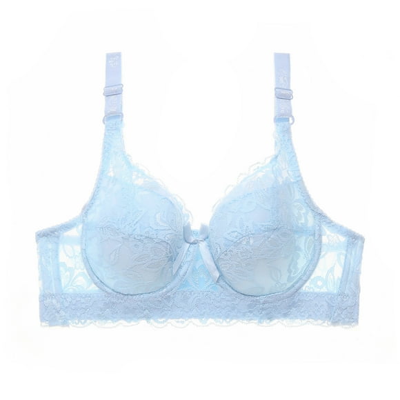 FhsagQ Women Lingerie Dress Slip Sexy Women Lady Lace Gathered Bra Adjustable Pair of Thin Cup Underwear Women's Lingerie Camisoles & Tanks V Neck Womens Lingerie Black Underwear Light blue 36