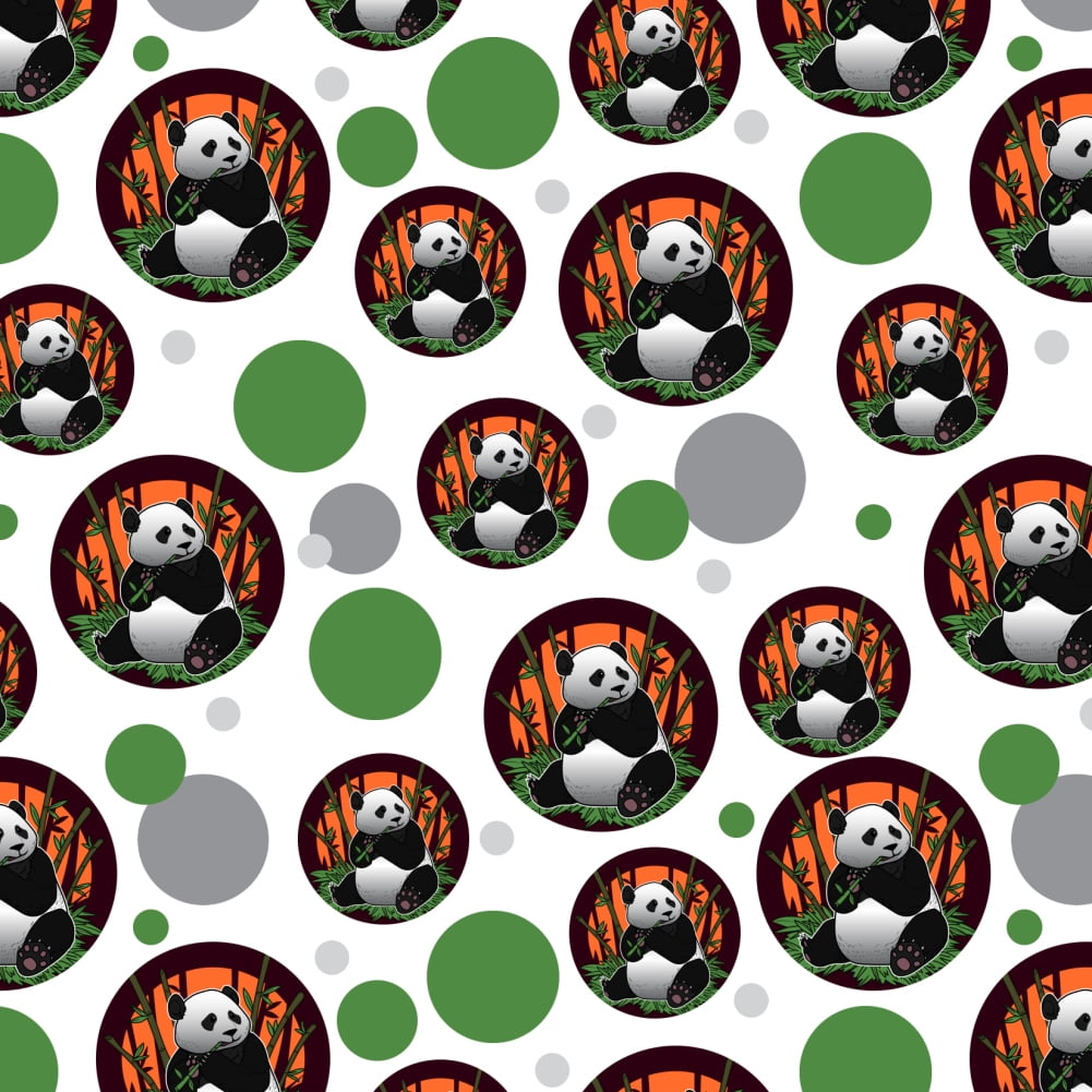 Panda Bear Colorful Rainbow Balloons Premium Gift Wrap Wrapping Paper Roll 