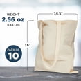 thumbnail image 5 of Natural Cotton Fiber Tote Bags Set of 10, Bulk Pack - Reusable, Great for Grocery, Picnic, Camping, Beach, Outdoor Activities - Natural, 5 of 5