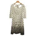 thumbnail image 6 of Beige Snakeskin Textured Background Women's 3/4 Sleeve Dresses Elegant A-Line Midi Dress Flare Summer Casual Sundress, 6 of 9