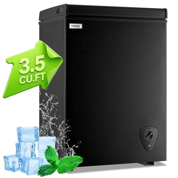 3.5 Cubic Chest Freezer, Compact Deep Freezer with Top Open Door and Removable Storage Basket, 7 Gears Temperature Control, Energy Saving, for Office Dorm or Apartment