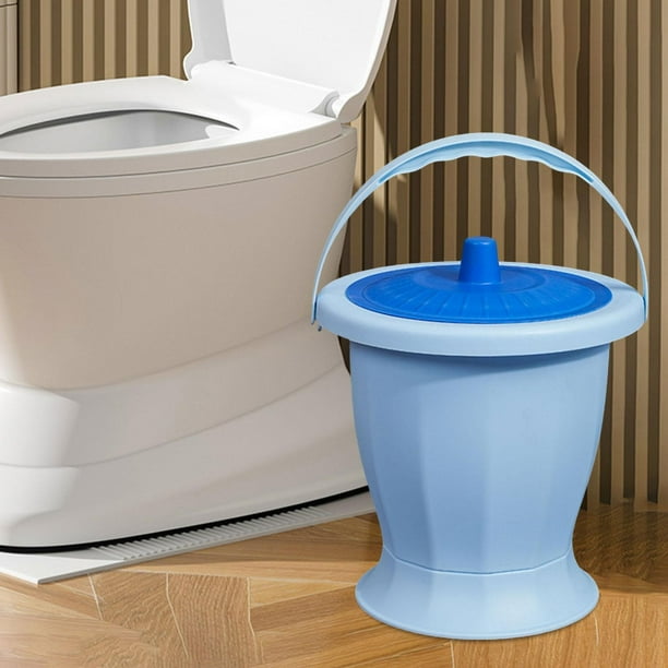 Orinal para orinal, botella, escupidera, cubo con tapa, orinal, urinario, jarra nocturna para mujeres, hombres, mujeres, hombres, niños, dormitorio Azul Con Anillo