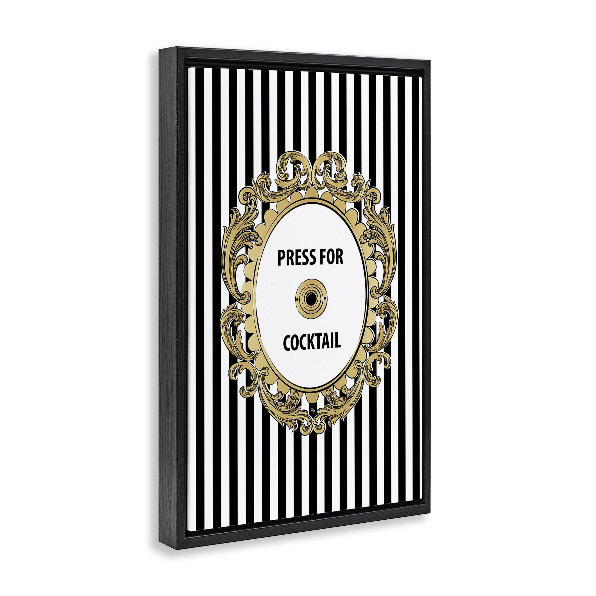 Stupell Industries Press For Cocktail Celebration Black Framed Floater Canvas Wall Art, design by Martina Pavlova