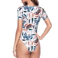 thumbnail image 4 of Naloa Retro Butterfly Women's Short-Sleeved Onesie, One-Piece Swimsuit for Parties, dates, clubs - Small, 4 of 9