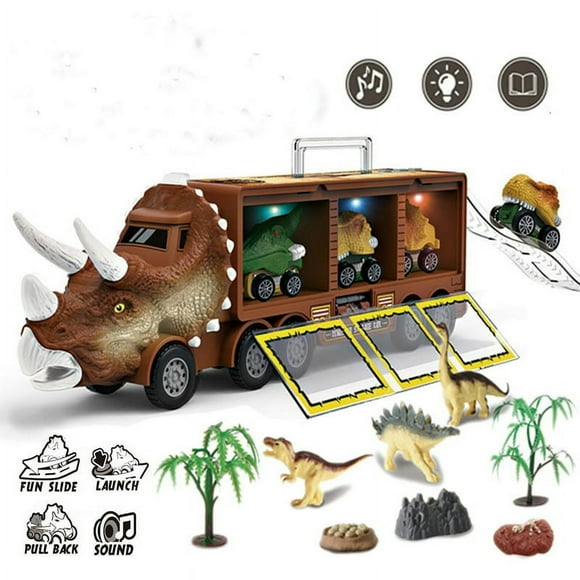 Dinosaur Toys for Kids 3-5 -Giant Dinosaur Truck  3 Dinosaurs and 3 Dinosaur Car  with Lights and Sound Effects Best Kids Dinosaur Toys and Toys for 5 Year Old Boys Girls (Dinosaur Boy To