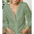 thumbnail image 4 of Blusa LUXVEER con encaje para mujer, color verde claro, talla L, 4 of 8