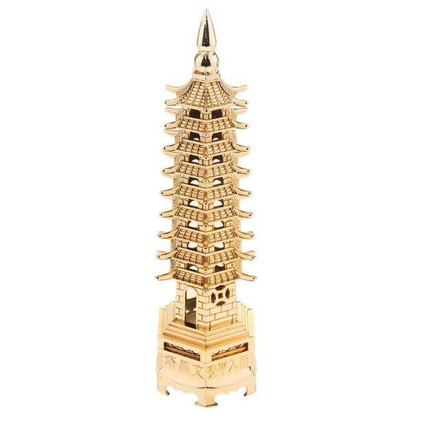 Estatua de torre de 9 niveles, adorno de torre de peces orientales, anexo A, decoración Feng Shui Gold-L 9 Tier