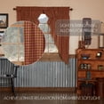 thumbnail image 3 of VHC Brands Burgundy Check Primitive 63"x36"x18" Prairie Panel Pair Red Rod Pocket Cotton Drawstring Ties Window Curtains, 3 of 5
