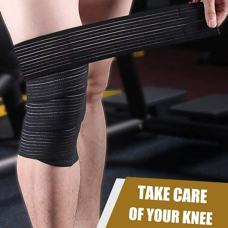 2 Pack) 1 Pair Elastic Knee Brace Compression Bandage Straps Wraps