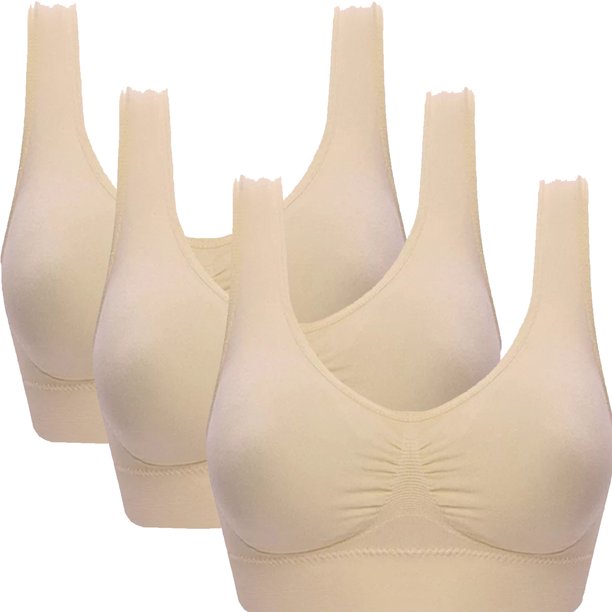 Elbourn 3 Pack Plus Size Bars Women's Built Up Tank Style Sports Bra No