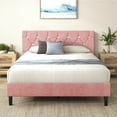 thumbnail image 2 of VECELO Full Size Platform Bed Frame, Modern Upholstered Bed Frame with Diamond Tufted Headboard, No Box Spring Needed, Easy Assembly, Pink, 2 of 8