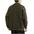 thumbnail image 3 of JUUYY Men's Cardigan Sweaters Solid Color Wool Full Zip Up Lapel Casual Loose Warm Basic Knitted Sweater Coat Green L, 3 of 3