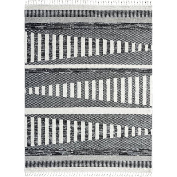 Everloom Temara Lena Bohemian Geometric Area Rug, Cream/Black, 5'2"x7'2"