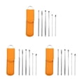 thumbnail image 1 of Paquete de 6 palillos para los oídos Vogacara kit de removedor de cera acero inoxidable negro, 1 of 6