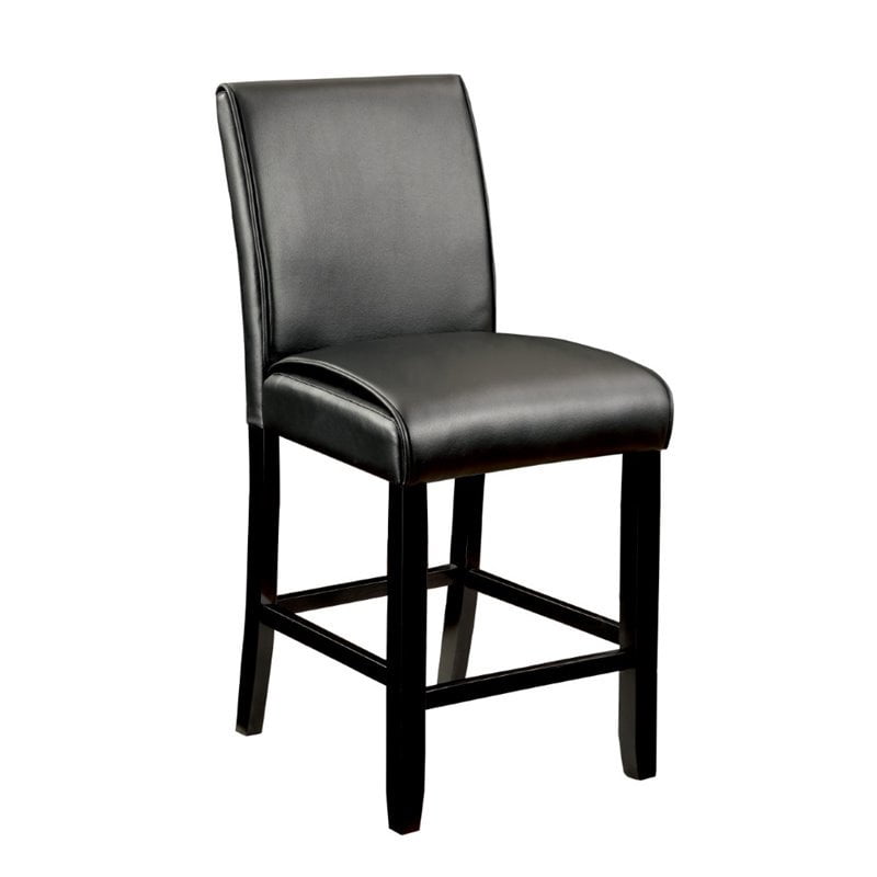 Furniture of America Ramsy Faux Leather Counter Stool in Black (Set of