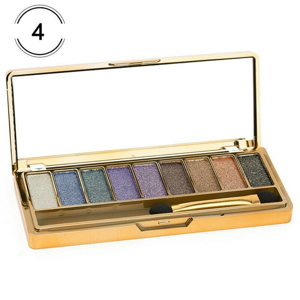 9 Colors Glitter Eyeshadow Eye Shadow Palette & Makeup Cosmetic Brush Set