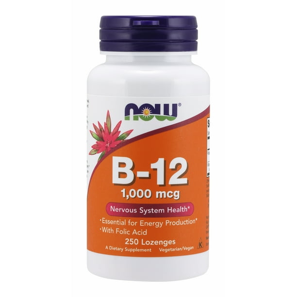 NOW Supplements, Vitamin B12 1,000 mcg with Folic Acid, Nervous System Health*, 250 Chewable