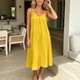 thumbnail image 4 of Tqcoqu Women's Spaghetti Strap V Neck Midi Dress with Side Pockets,2026 Loose Casual Summer Tank Dresses,Yellow Women's S-XXL, 4 of 5