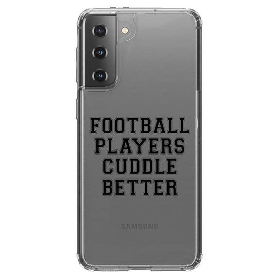 DistinctInk Clear Hybrid Case for Samsung Galaxy S21 (6.2" Screen) - Football Players Cuddle Better - Lightweight Grip