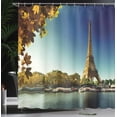 thumbnail image 4 of Ambesonne Eiffel Tower Shower Curtain, Paris with Tower, 69"Wx70"L, Earth Yellow Green Blue, 4 of 5