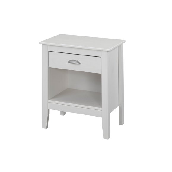 Lorie White Finish Wood Night Stand with 1 Drawer