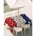 thumbnail image 3 of 52x70 Inch Outdoor Tablecloth with Umbrella Hole Zipper Rectangle Red Blue Stars 4th of July Rectangular Tablecloths Outside Waterproof Independence Day Rustic Patio Table Cover for Picnic Party, 3 of 8