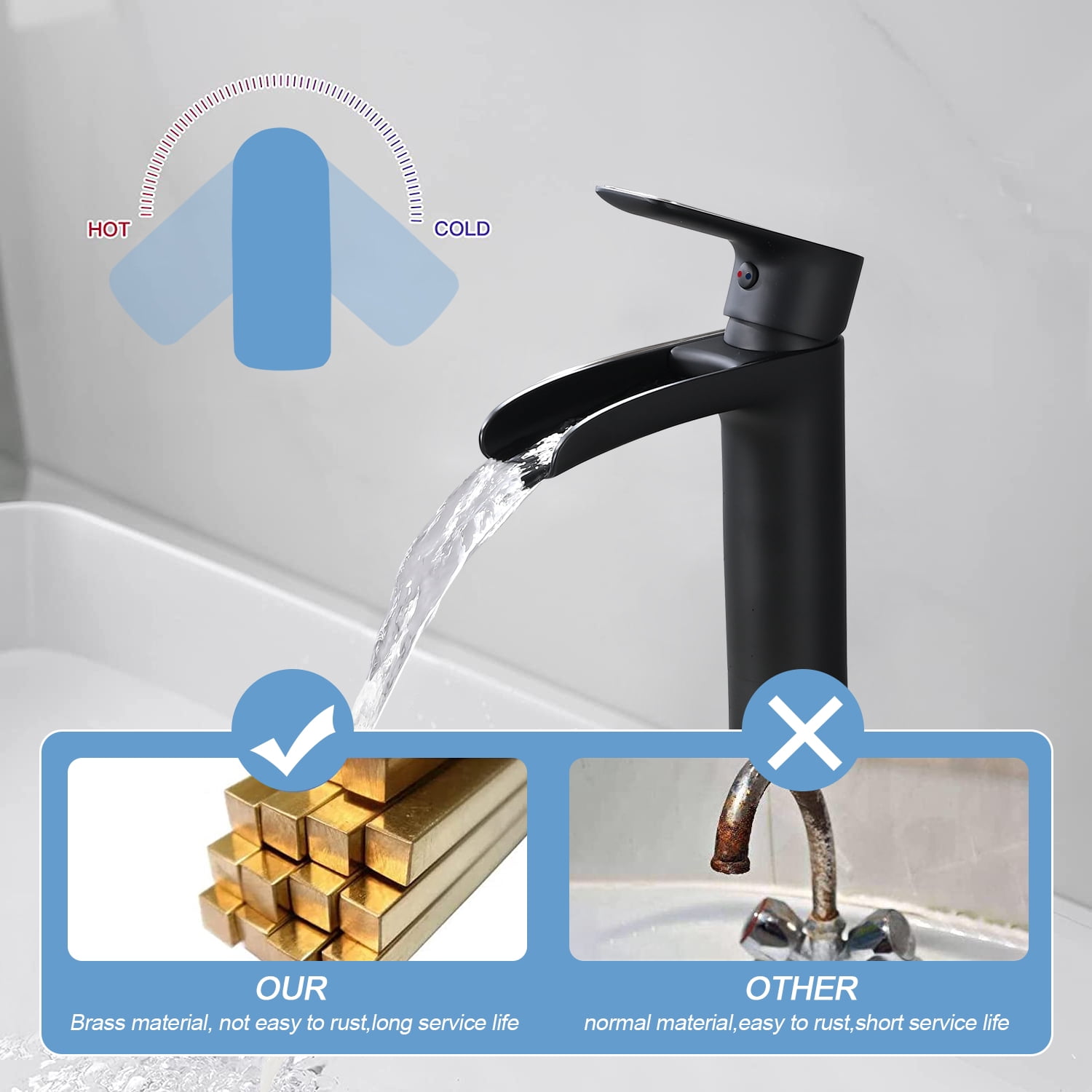 PROOX Single Hole Handle Bathroom Vesseel Sink Faucet with Drain Assembly
