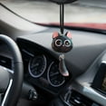 thumbnail image 5 of Car Rearview Mirror Foxes Pendant Ornament - Cute Cartoon Fox Decoration, Plastic Black White Gray, 6.5x3.5x3 cm Lightweight Hanging Charm for Car Interior Keychain Bag Accessory, 5 of 6
