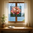 thumbnail image 6 of Peony Flower Stained Glass Panel Suncatcher Square Window Hanging, 8 Inch Real Glass Decorative Art Sun Catcher for Home, Gift, and Garden Decor 78OR8, 6 of 6