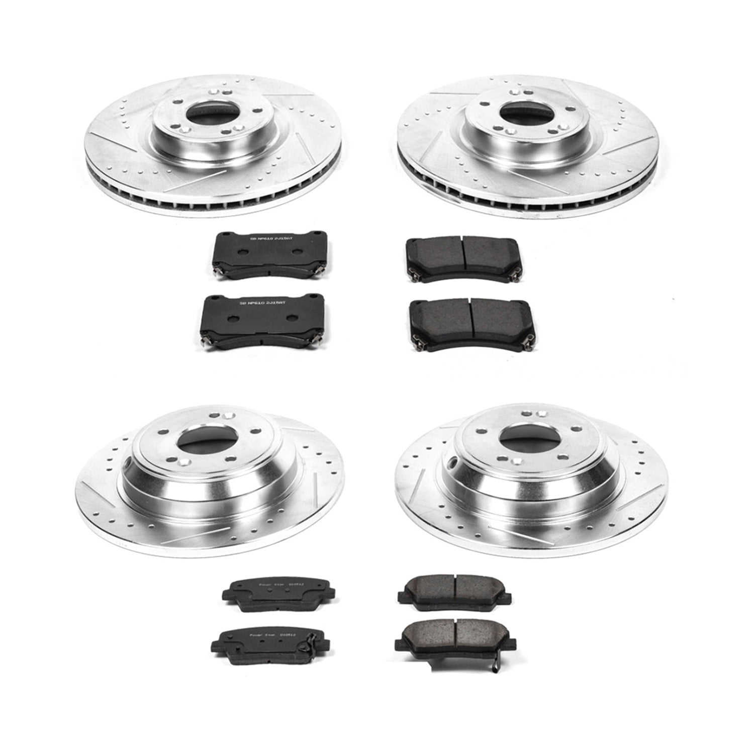PowerStop Front and Rear Z23 Evolution Sport Carbon-Fiber Ceramic Brake Pad and Drilled & Slotted Rotor Kit Fits: HYUNDAI Select Models K5844