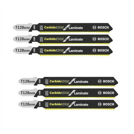 Bosch 6 Pack of 3-5/8 Inch 14 TPI Carbide-Strip Jig Saw Blades - T128BHM3-2PK
