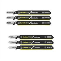 Bosch 6 Pack of 3-5/8 Inch 14 TPI Carbide-Strip Jig Saw Blades - T128BHM3-2PK