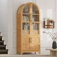 thumbnail image 3 of MAYEERTY 71" Arched Kitchen Pantry Cabinet with Glass Door, Open Shelves & Hidden Drawer Storage Cabinet for Kitchen Dining Room, 3 of 13