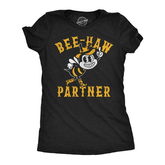 Womens Funny T Shirts Bee Haw Partner Sarcastic Bees Graphic Novelty Tee for Ladies Womens Graphic Tees