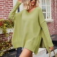 thumbnail image 7 of Lovskoo 2024 Sweaters for Women Long Sleeve V-Neck Trendy Knit Solid Color Pullover Sweater Yellow, 7 of 7