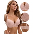 thumbnail image 3 of Unique Bargains Lace Push Up Bras 3 Pcs D 42 Beige/Pink/White, 3 of 6