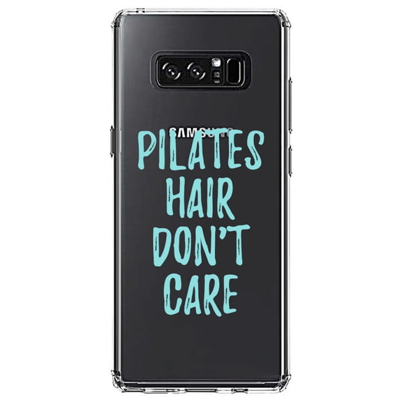 DistinctInk Clear Shockproof Hybrid Case for Samsung Galaxy Note 8 - TPU Bumper Acrylic Back Tempered Glass Screen Protector - Pilates Hair Don't Care