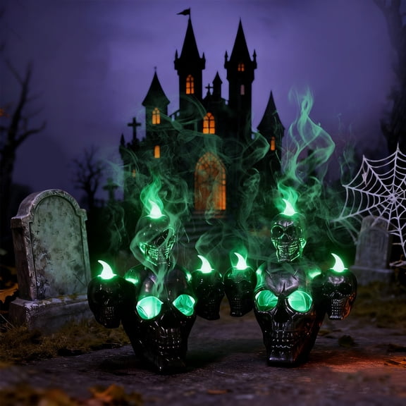 Halloween Skeleton Led Light Figurines Decoration, Creative Spooky Skull Lamp Horror Vibe Home Ornament For Halloween Party And Desk Display